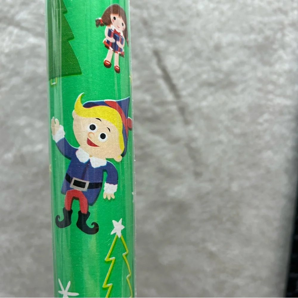 Rudolph Red Nosed Reindeer gift wrap 20 sq ft USA gridlines Christmas wrapping